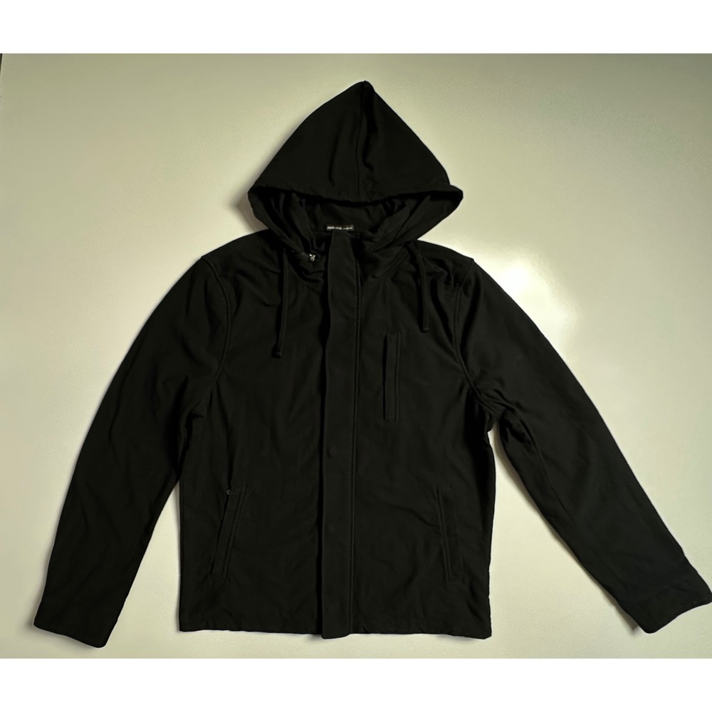 James Perse Los Angeles Black Concealed Hooded Field Jacket Mens Size 3 Large L